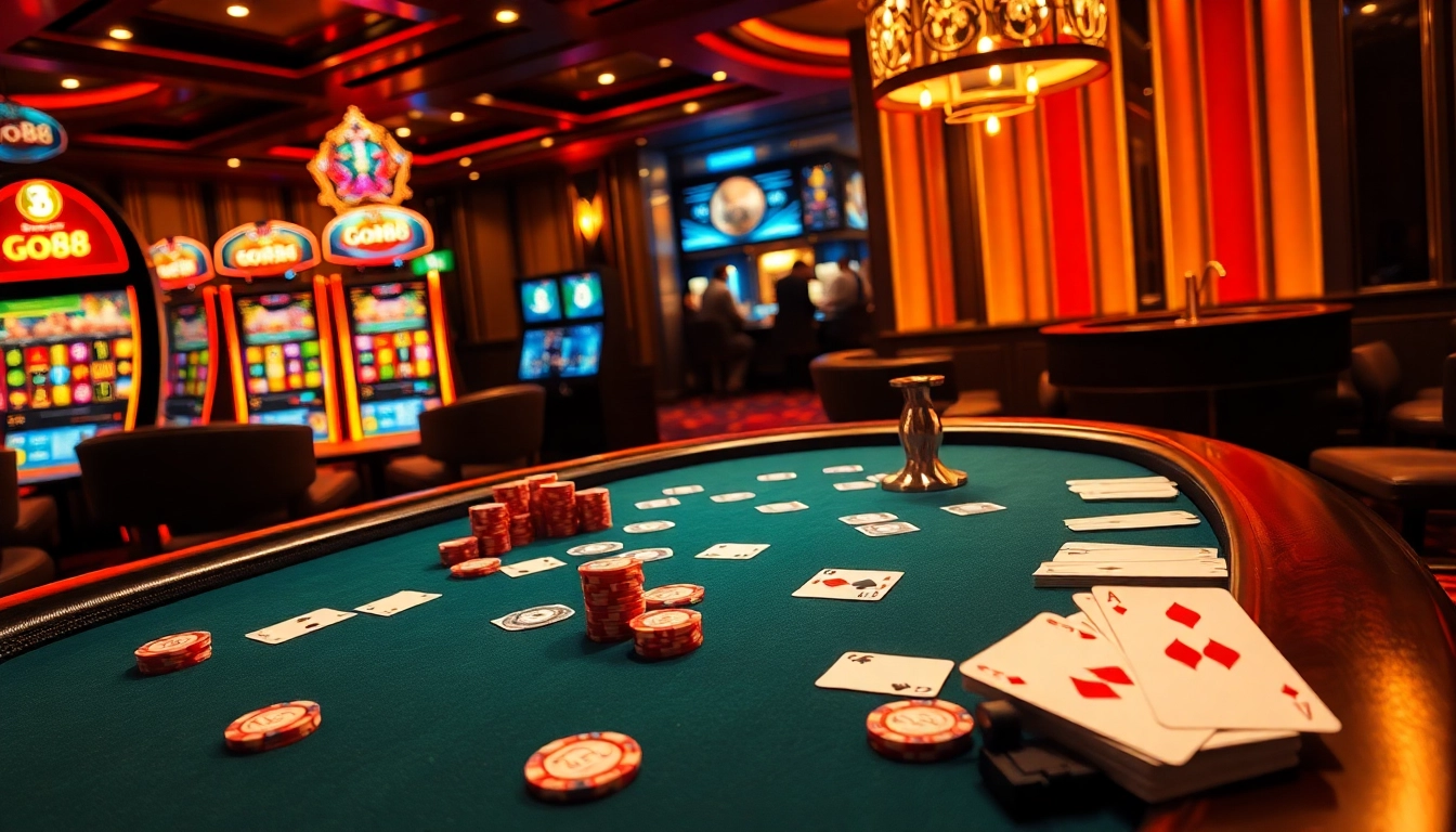 Experience excitement at the Go88 casino with vibrant poker games and colorful slot machines.