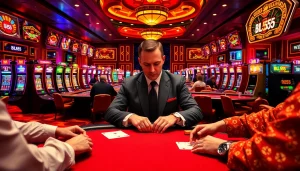 Players engaging in an exciting game at BL555 Casino with vibrant gaming tables and slot machines.