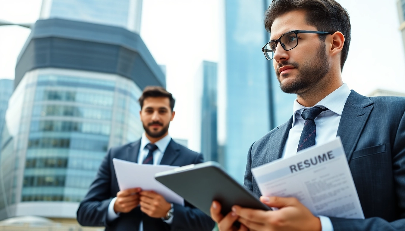 Headhunter Schweiz berät Kandidaten in einem urbanen Umfeld mit einem Laptop.