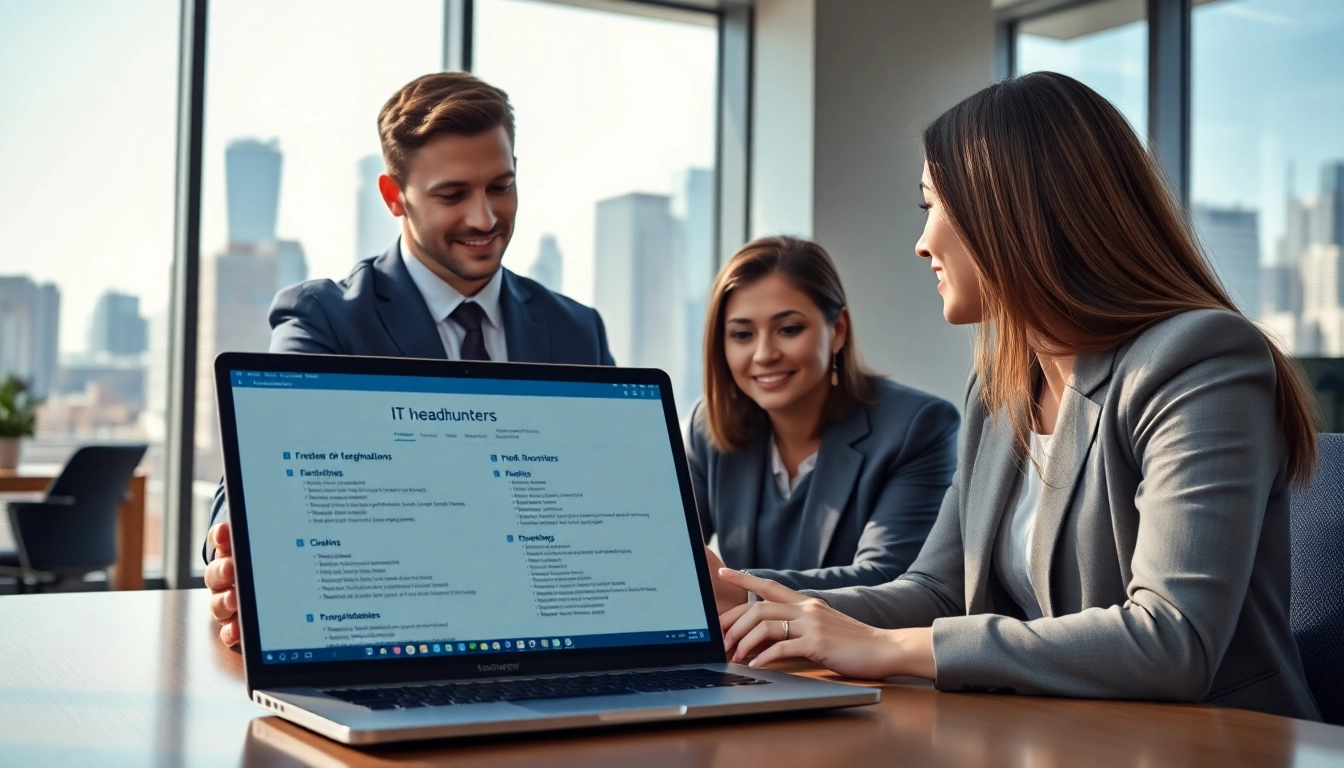 Headhunter IT in a modern office setting facilitating recruitment processes and enhancing candidates’ experiences.